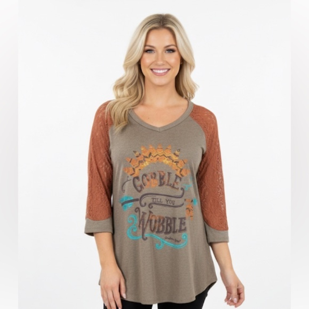 SOUTHERN Grace gobble till you wobble thanksgiving top size XLarge